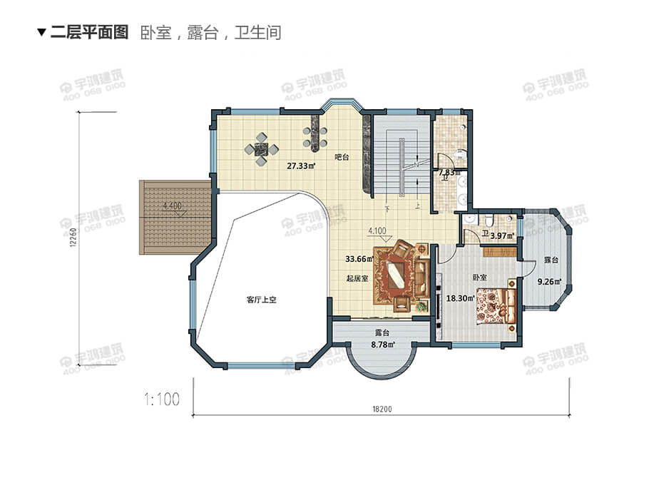 18x12米復(fù)式三層自建房設(shè)計圖紙