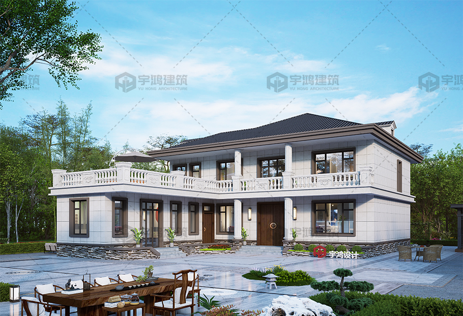 新中式16x22框架結(jié)構(gòu)別墅設(shè)計圖紙